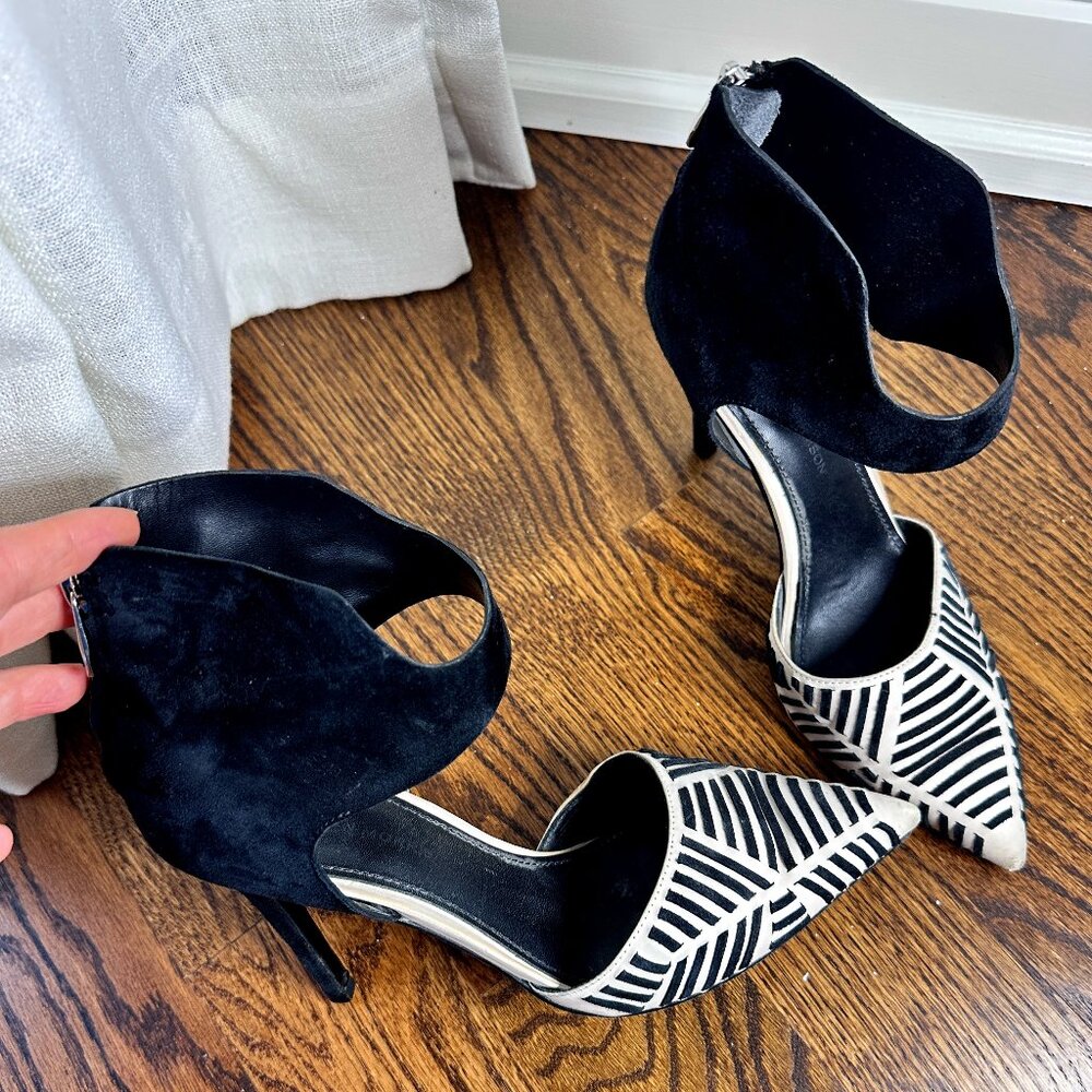 Sigerson Morrison Zebra-Stripe Stiletto Heels - Size 8
